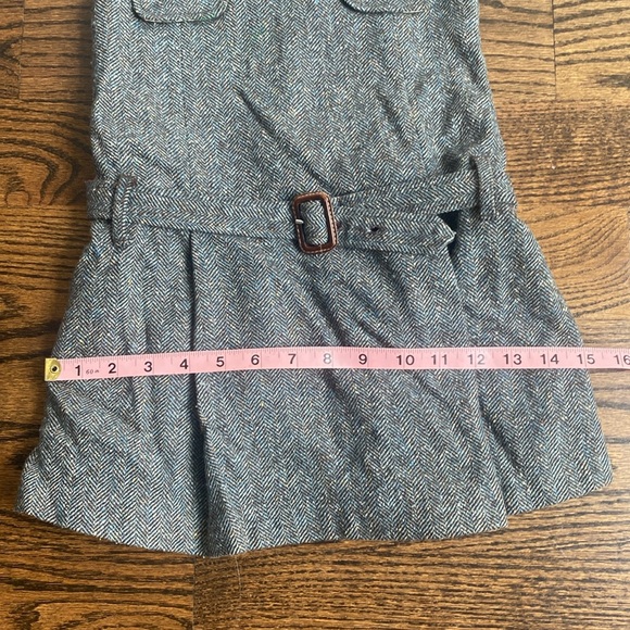 Burberry gray herringbone tweed wool dress with belt, size 5, fully lined. - Picture 13 of 13